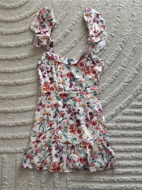 NSR Mini Floral Dress Ruffle Sleeve Straps Women’s Size XS